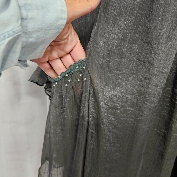 Pretty Angel Gray Dress Fairy Goth Whimsigoth Angelic Silk S - Picture 5 of 12